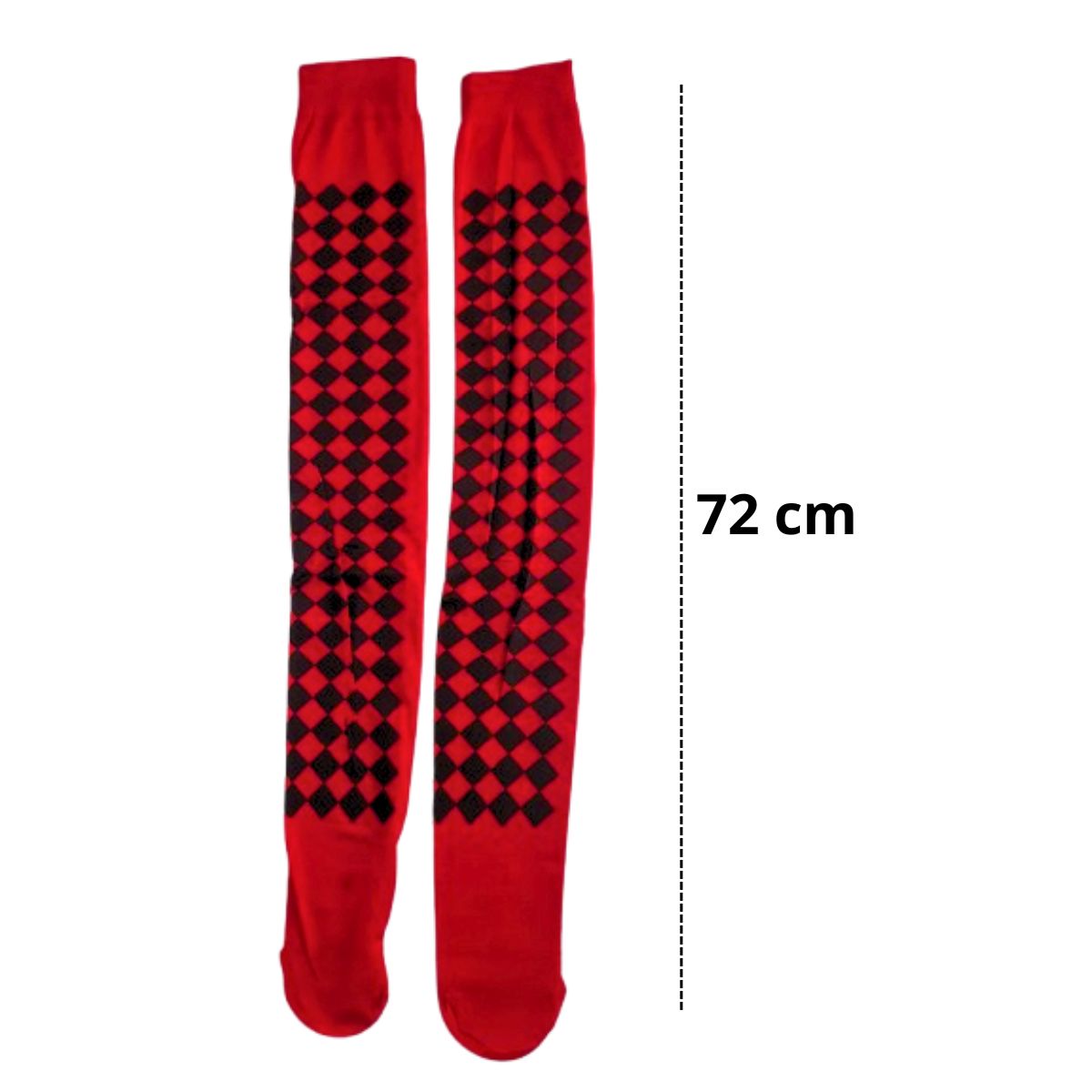 Meia Calça 5/8 Fantasia Cosplay Vermelho Quadriculada Meia Calça 5/8 Fantasia Cosplay Vermelho Quadriculada
